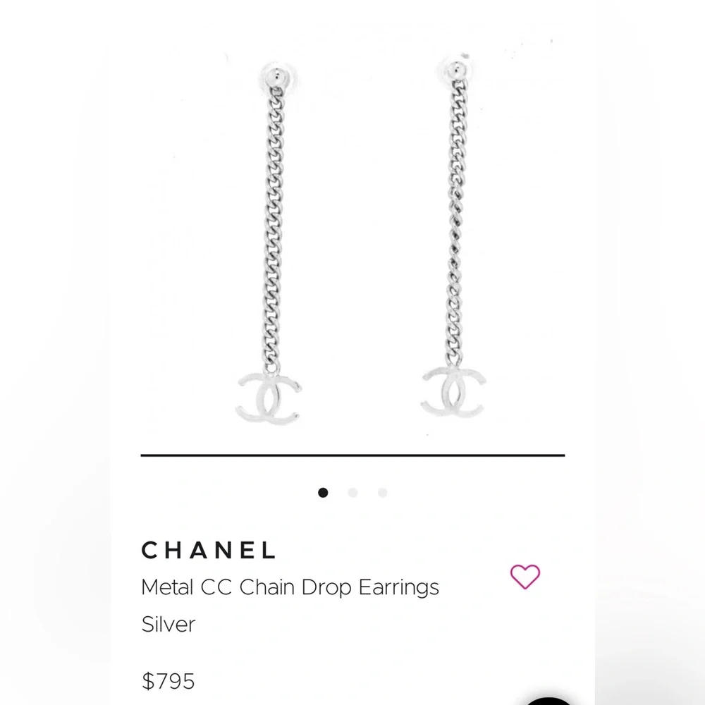 CHANEL Silver Chain Logo Earrings - Picture 10 of 10